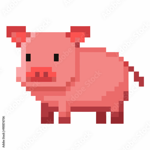 Pixel Art Pig Illustration Retro Style Animal Graphic