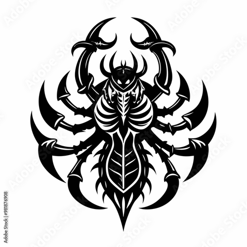 Fierce Tribal Scorpion Tattoo Design with Intricate Black Details