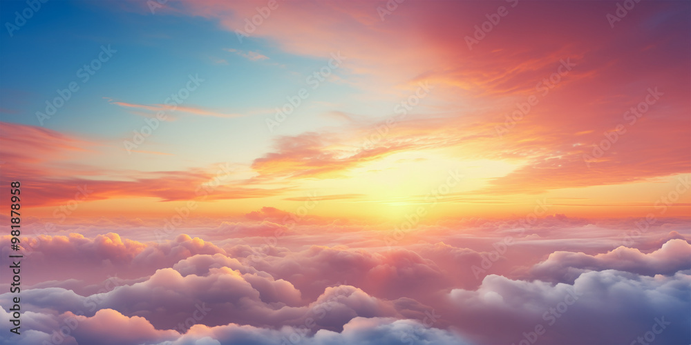 dreaming sky, brightly colored clouds drifting through a sunrise sky. Generative AI. dreaming sky, brightly colored clouds drifting through a sunrise sky. Generative AI.