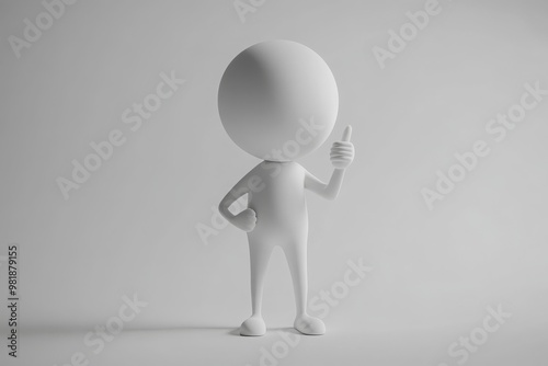 White 3D Character Giving Thumbs Up