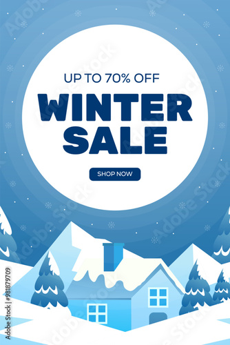 winter sale promotion vertical banner illustration