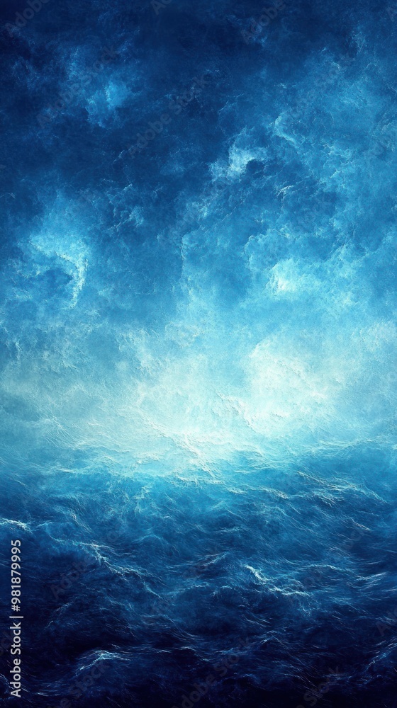 Fototapeta premium A Dark Blue Seascape with Stormy Clouds