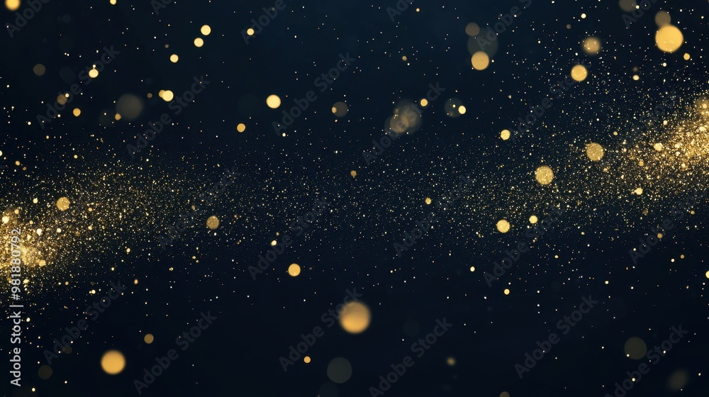 Obraz premium Abstract Golden Glitter Bokeh on Dark Background