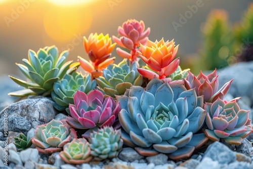 Wallpaper Mural Colorful Succulents in Sunset Light Torontodigital.ca