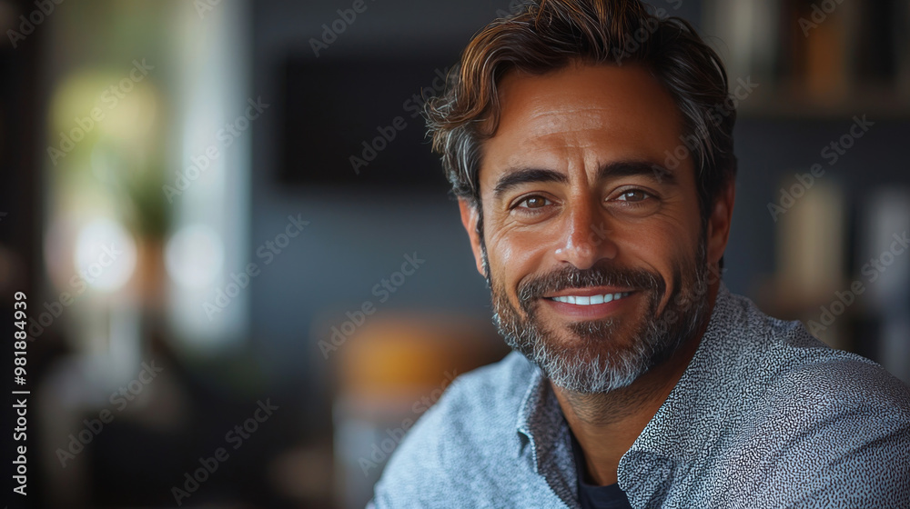 Obraz premium Smiling man with grey hair and beard