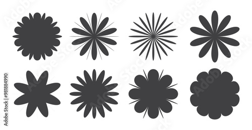 Assorted Flower Shape Set Vector