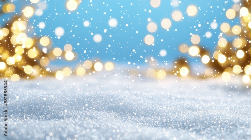 Sparkling Snow and Bokeh Lights Festive Background Sparkling Snow and Bokeh Lights Festive Background