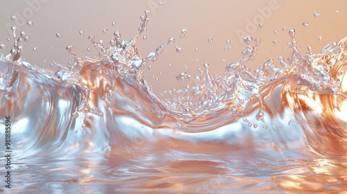 Abstract Splashing Liquid with Silver and Rose Gold Tones photo