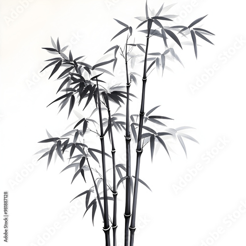 Black bamboo watercolor art 