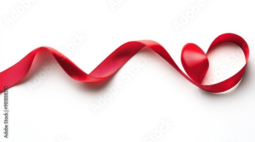 Ribbon shaped heart on white.