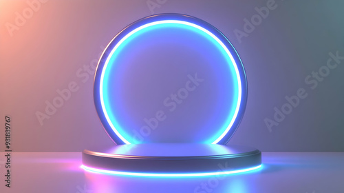 3D Holographic Podium with Donation Meter Concept: Close-Up of Glowing Fundraising Display, Camera Pans Up, Ample Copy Space for Messaging on White Background