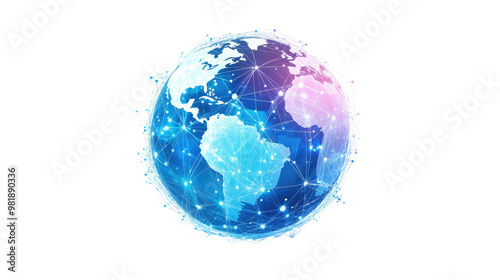 digital globe on white transparent background