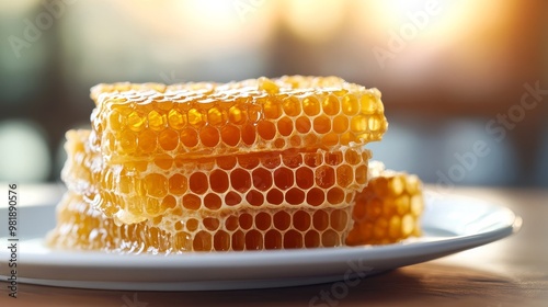 Honeycomb on plate, shallow depth