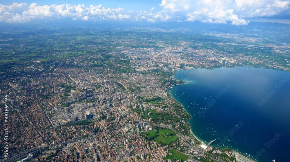 Fototapeta premium Geneva, Switzerland from the sky.