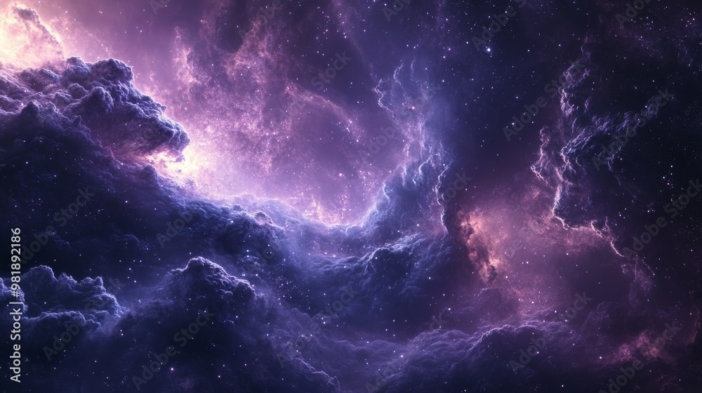 Fototapeta premium Cosmic Nebula with Swirling Purple and Pink Clouds