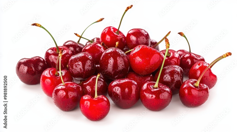 Fresh Red Cherries Isolated on White Background Fresh Red Cherries Isolated on White Background