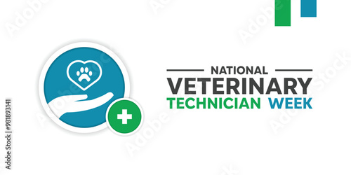 Veterinary Technicians Week. Pet icon, heart, hand and plus icon. Great for cards, banners, posters, social media and more. White background.