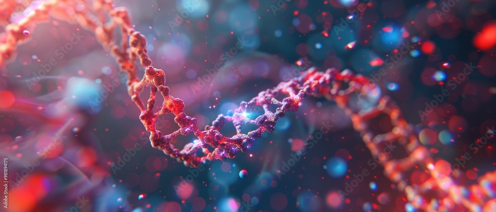 Genomic Exploration, a vibrant illustration of DNA strands intertwining with digital data patterns, symbolizing the convergence of biology and technology in modern science. Genomic Exploration, a vibrant illustration of DNA strands intertwining with digital data patterns, symbolizing the convergence of biology and technology in modern science.