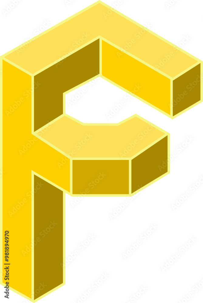 Obraz premium 3D Block Geometric Letter Alphabet Vector Element F