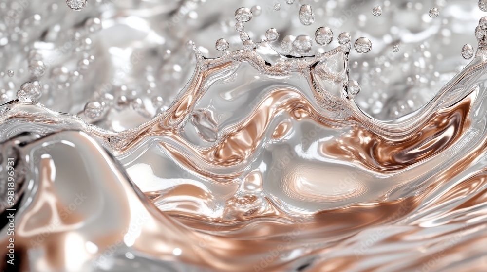 Abstract Metallic Liquid Splash with Bubbles Abstract Metallic Liquid Splash with Bubbles