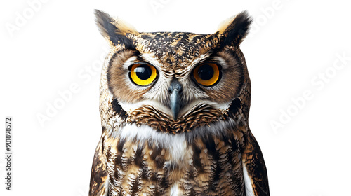 Owl cut on transparent background cutout, PNG file. Mockup template for artwork graphic design