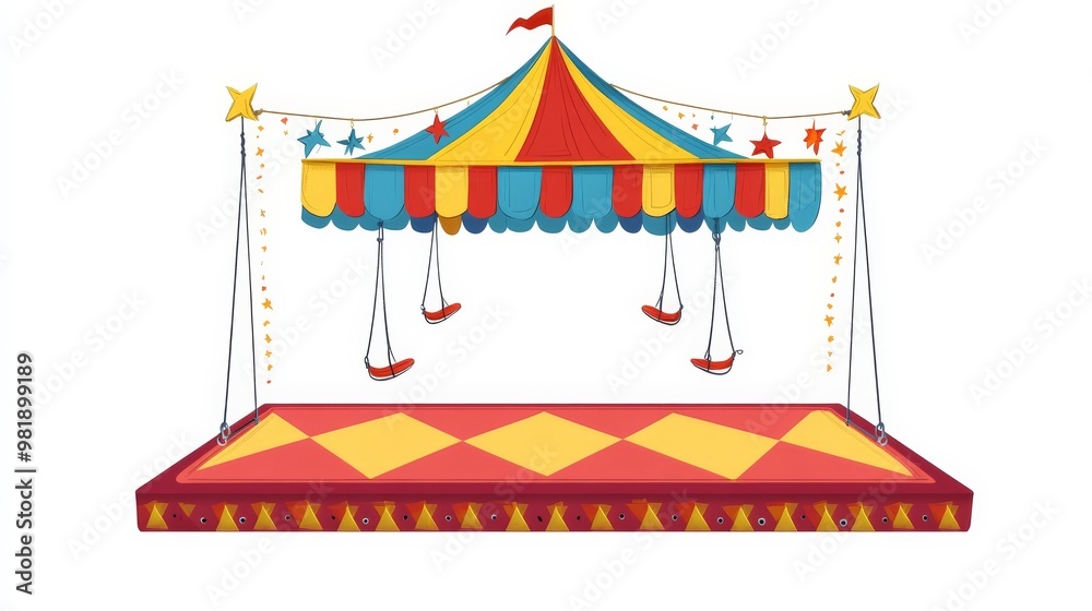 Fototapeta premium Circus trapeze board illustration on white.