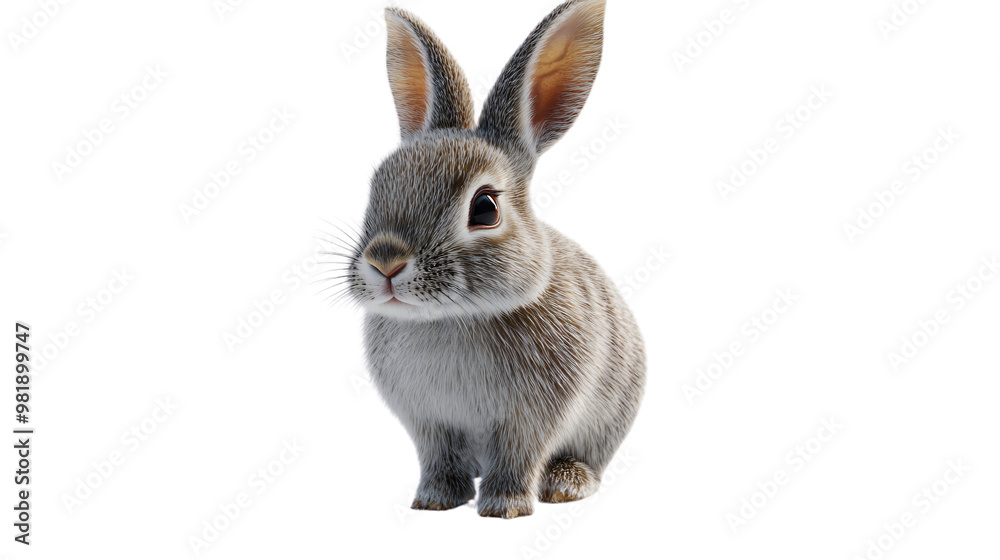 Obraz premium Rabbit cut on transparent background cutout, PNG file. Mockup template for artwork graphic design