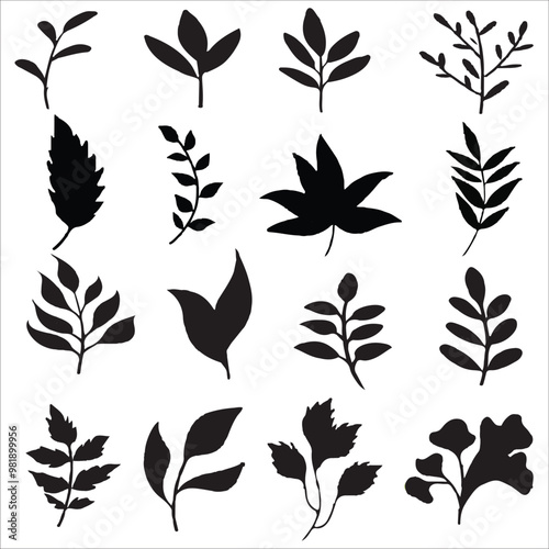 Black Flower vector flat illustration