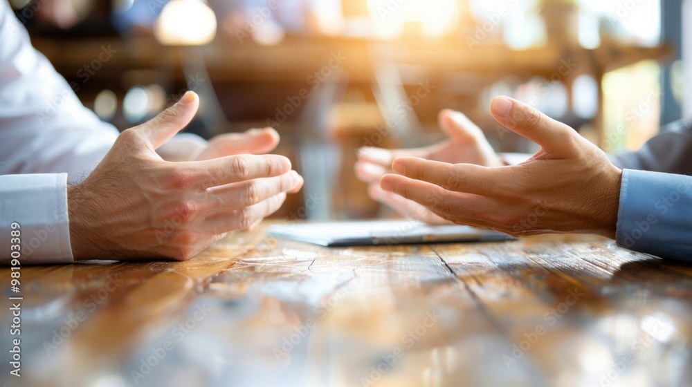 Obraz premium Business Discussion Between Two Professionals at Table