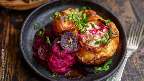 Beetroot & goats cheese Yorkshires photo