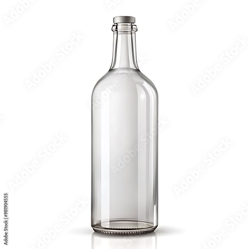 Blank 750ml (25.4oz) Flint (Clear) Oregon Bar Top Glass Bottle Round - 21.5mm Neck mockup template design white background