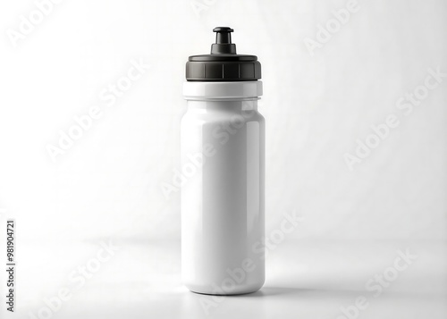 Blank 500ml Finger Grip Sports Bottle with Valve Cap Mockup on White Background photo