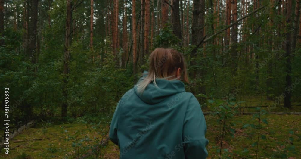 A woman in sportswear runs through a pine forest. A perfect scene for outdoor fitness, active recreation, and cross-country running. Perfect for healthy lifestyle content. Forest jogging images. A woman in sportswear runs through a pine forest. A perfect scene for outdoor fitness, active recreation, and cross-country running. Perfect for healthy lifestyle content. Forest jogging images.