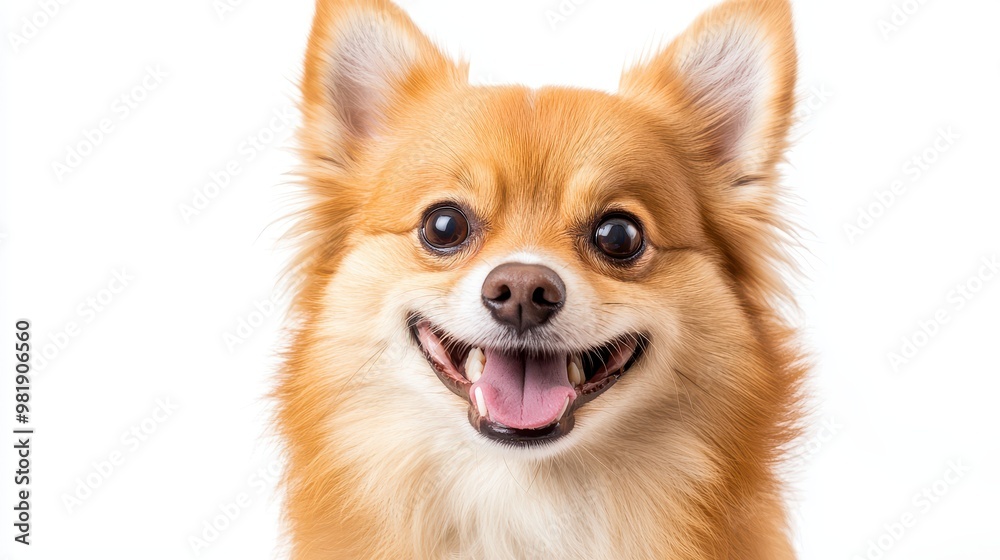 Happy Pomeranian Dog with Tongue Out Portrait Happy Pomeranian Dog with Tongue Out Portrait