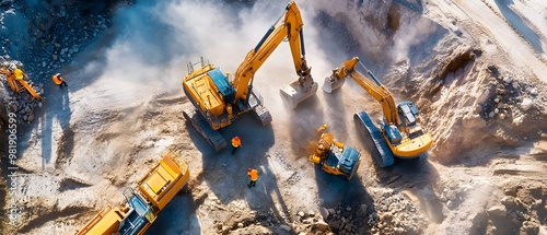 Excavators Working at a Construction Site.