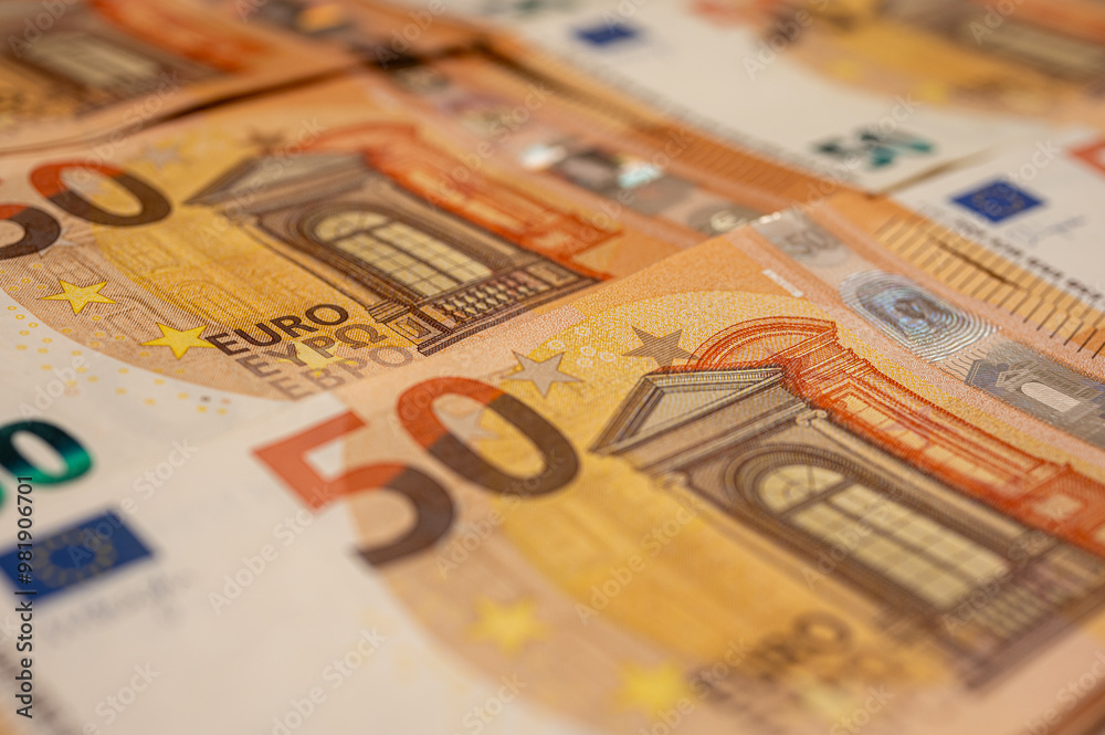 euro banknotes, close-up view, 50 euro money background euro banknotes, close-up view, 50 euro money background