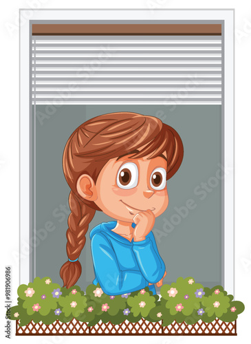 Girl Thinking by Window