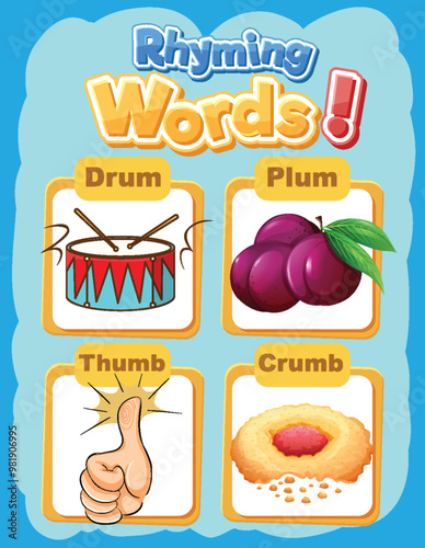 Rhyming Words Educational Poster