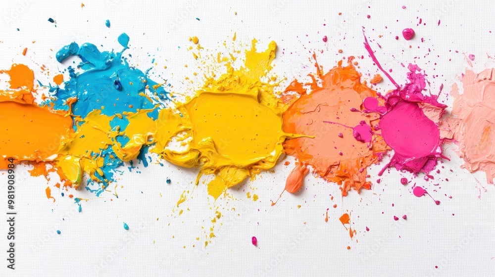 Fototapeta premium Colorful Acrylic Paint Splatters on Canvas