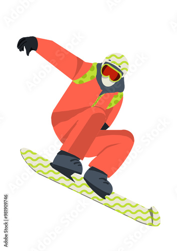 snowboarder jumping on a snowboard