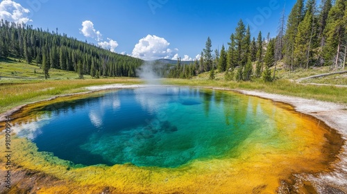 Colorful pool in Yellowstone's Upper Geyser Basin.