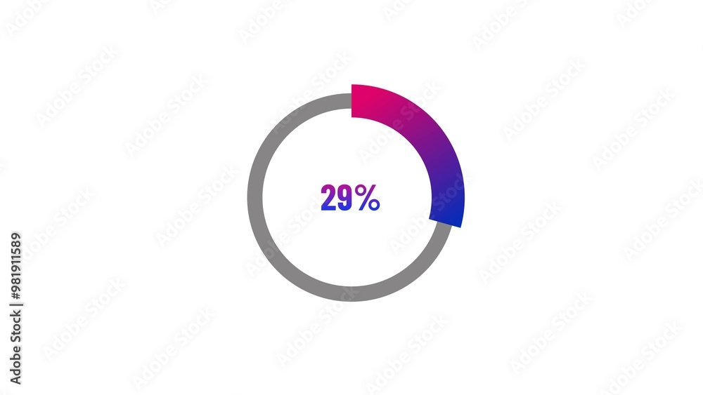 29% number percent circle loading icon pie chart design illustration background. 29% number percent circle loading icon pie chart design illustration background.