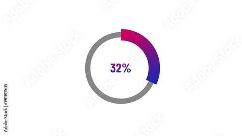 32% number percent circle loading icon pie chart design illustration background.