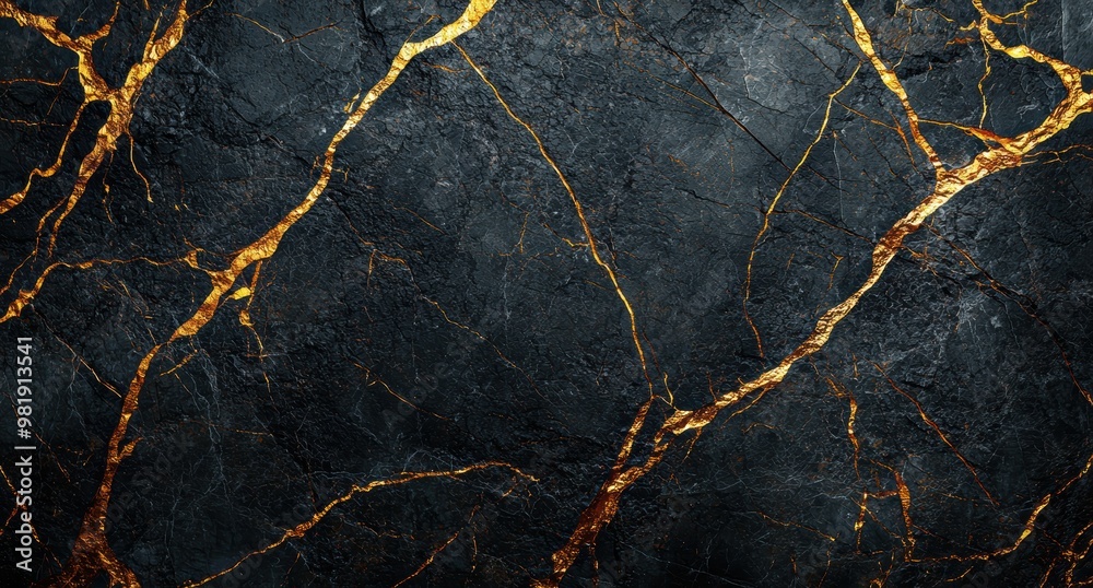 Intricate golden veins in dark marble texture Intricate golden veins in dark marble texture