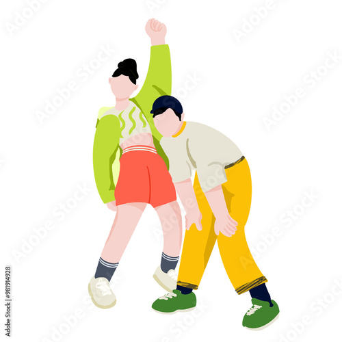 Athleisure young man and woman combination