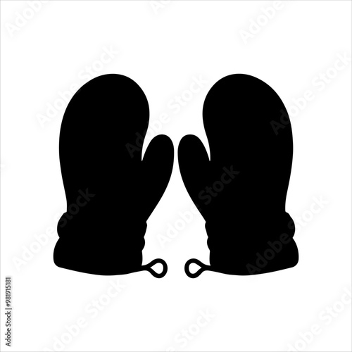 Pair of winter gloves mittens silhouette illustration design on white background.