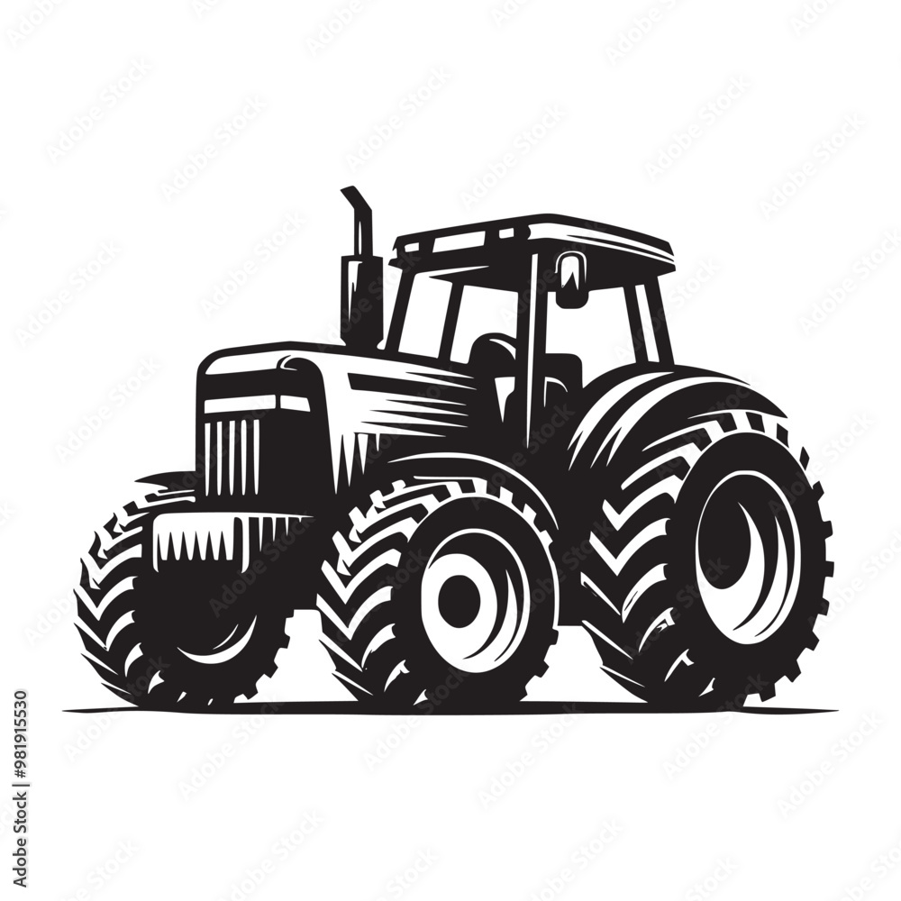 farm tractor drawing vector hand drawn illustration