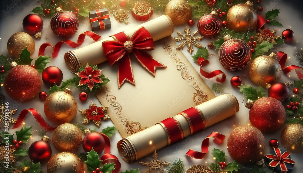 Christmas themed card designs with a clean centre area surrounded by delicate and elegant embellishments, perfect for writing with red ribbons Christmas themed card designs with a clean centre area surrounded by delicate and elegant embellishments, perfect for writing with red ribbons