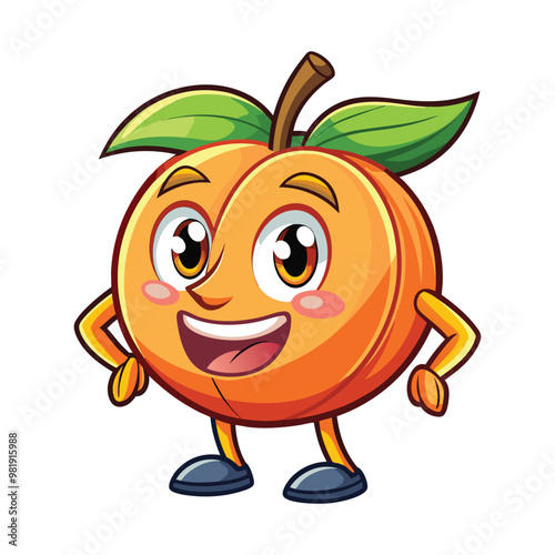 orange fruit cartoon mascot character vector drawing illustration