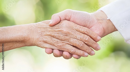 Elderly Hands Holding Young Hand Generations Love Care Support